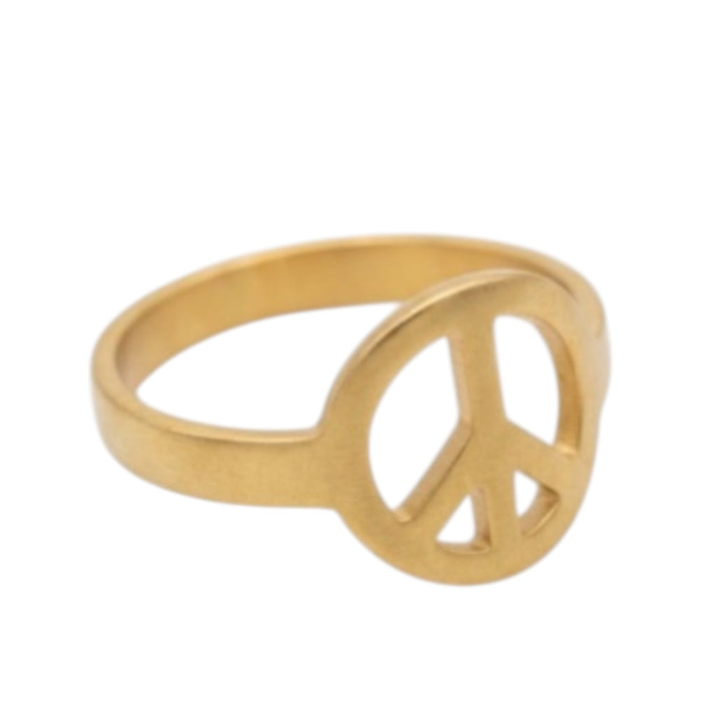 Gold-plated Stainless Steel Ring in the shape of a peace sign - Jewelry and more
