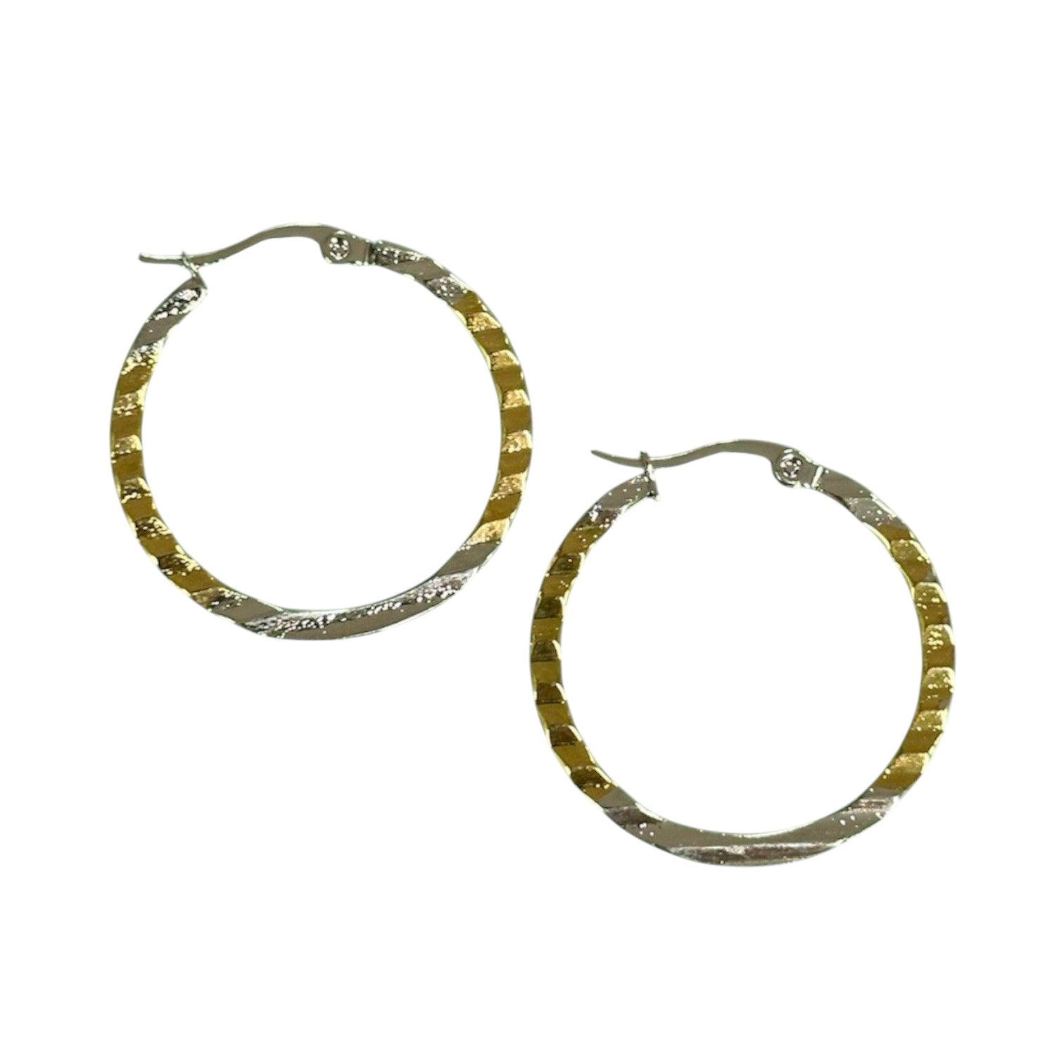 Two-tone Stainless Steel Hoop Earrings, 30mm - Jewelry and more