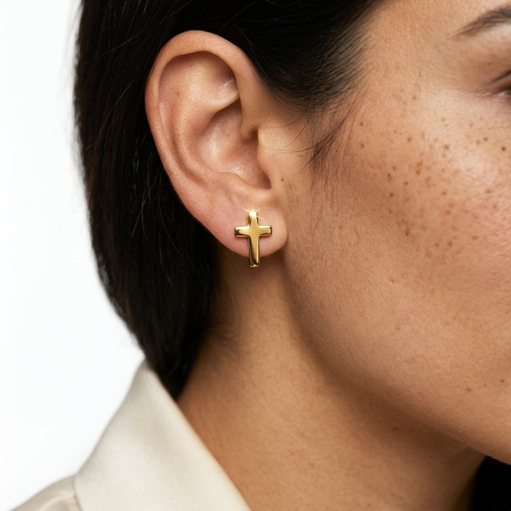 stud earrings — On Model - Close-up Detail | Generated by Modelize