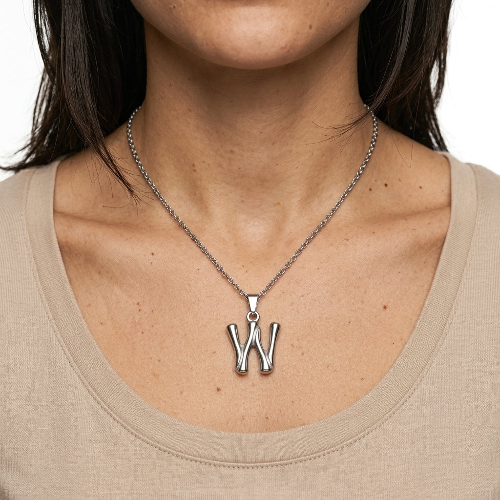 Initial Pendant Necklace — On Model — Accessories Focus | Generated by Modelize