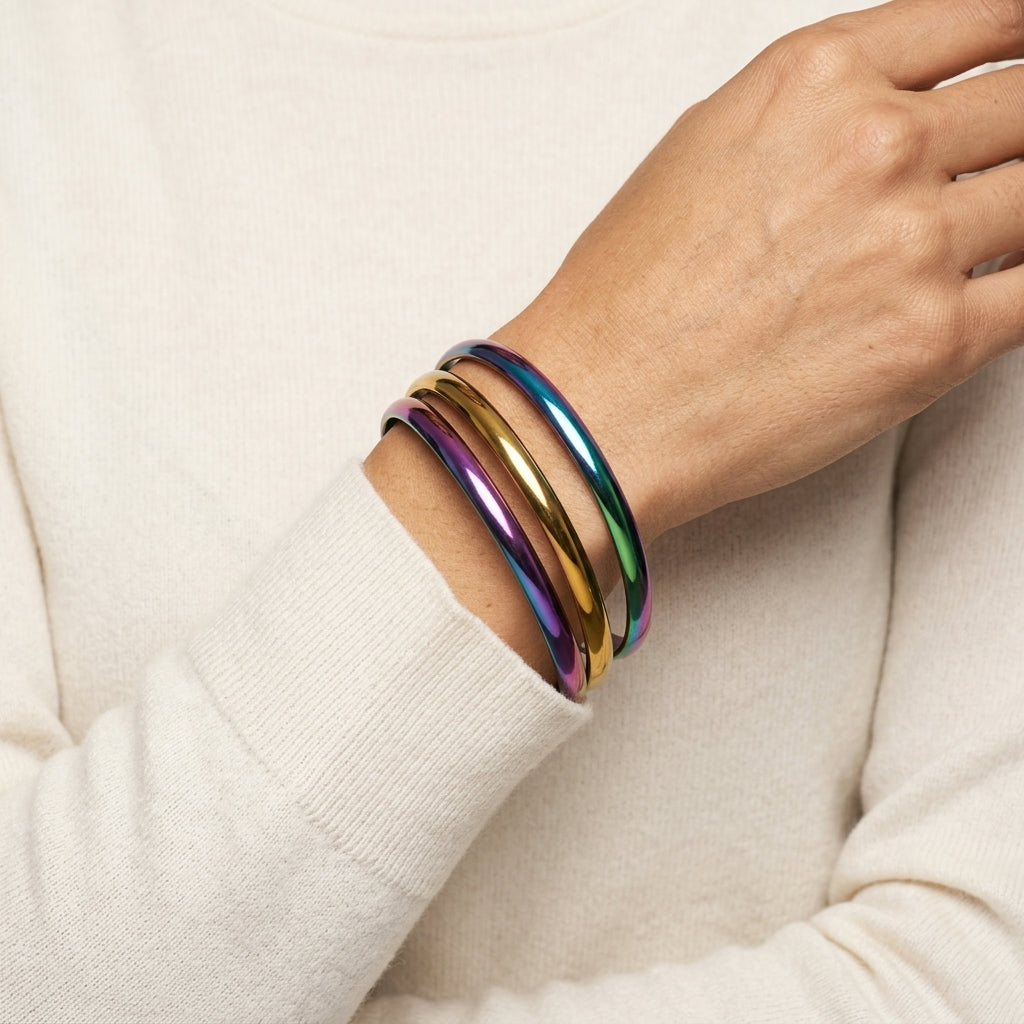 Bangle Bracelet Set — On Model — Accessories Focus | Generated by Modelize