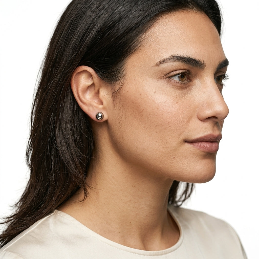 Stud Earrings — On Model — Accessories Focus | Generated by Modelize