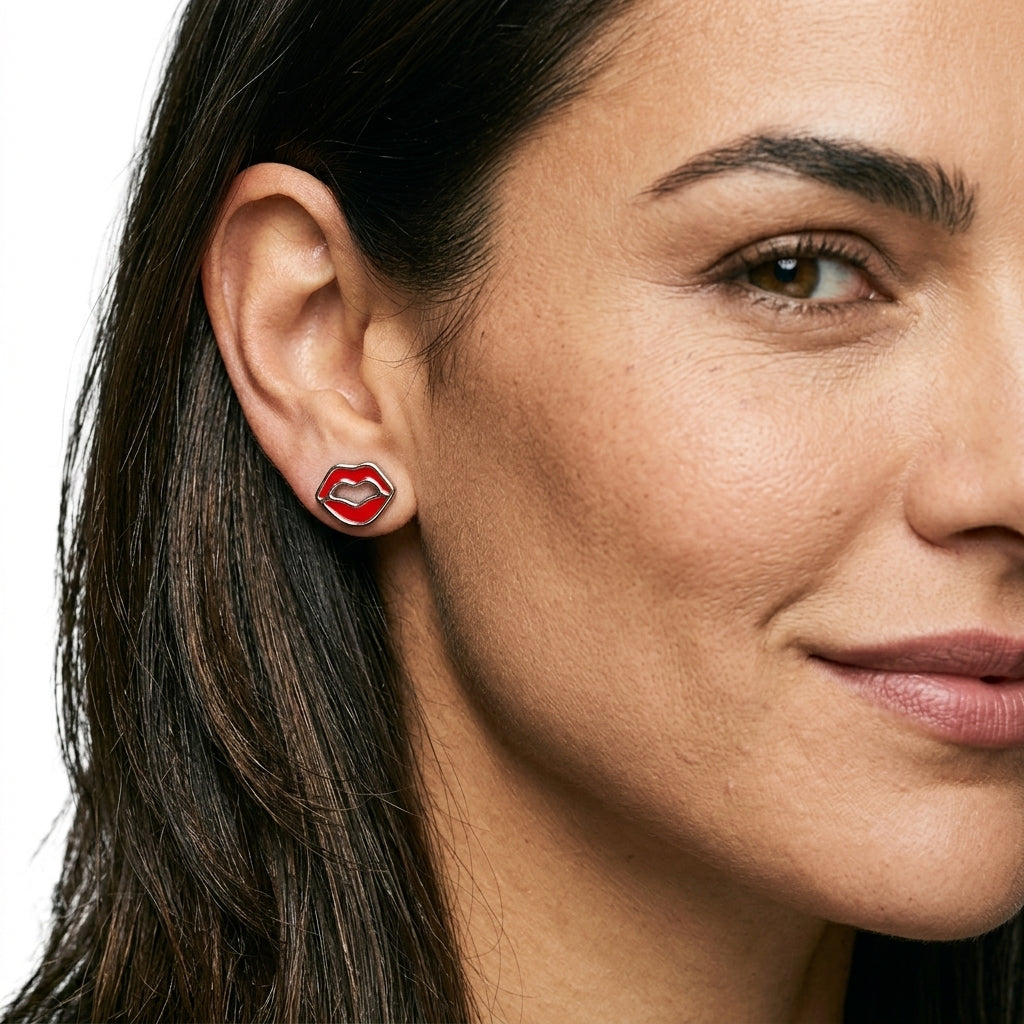 Stud Earrings — On Model - Close-up Detail | Generated by Modelize