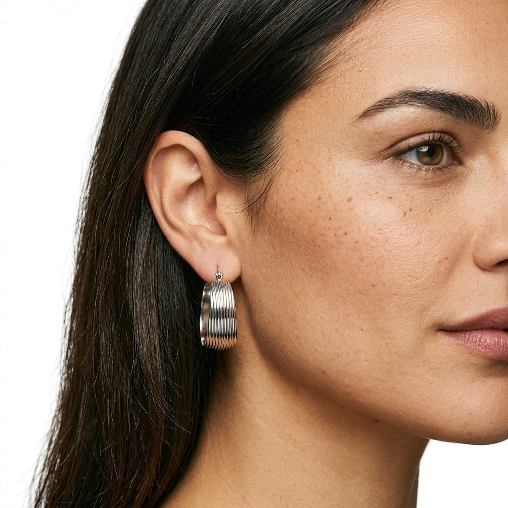 Hoop Earrings — On Model - Close-up Detail | Generated by Modelize