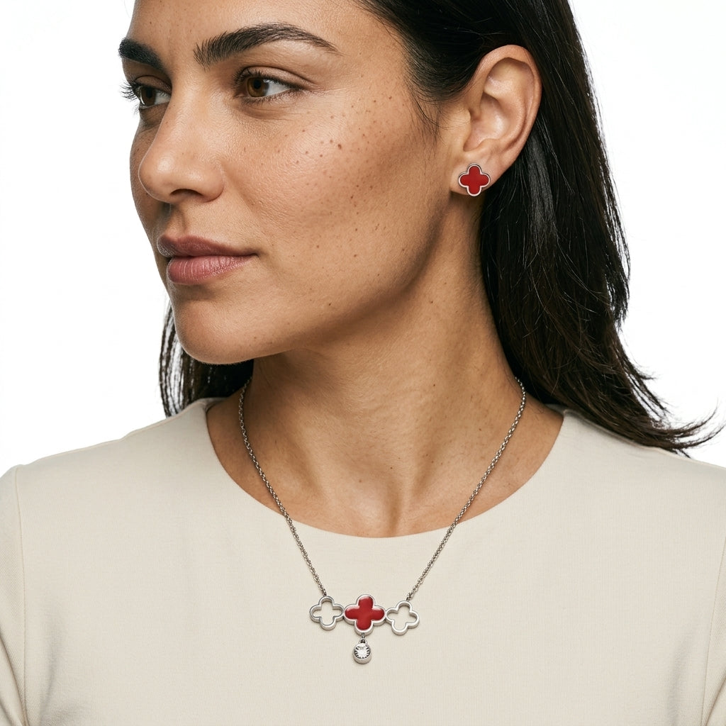 Jewelry Set (Necklace and Earrings) — On Model - Close-up Detail | Generated by Modelize