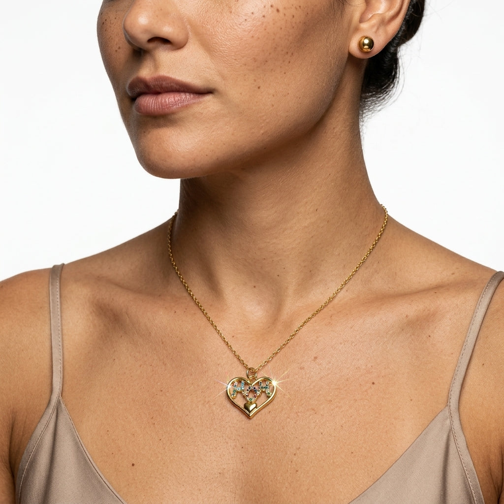 Jewelry set (necklace and earrings) — On Model - Close-up Detail | Generated by Modelize
