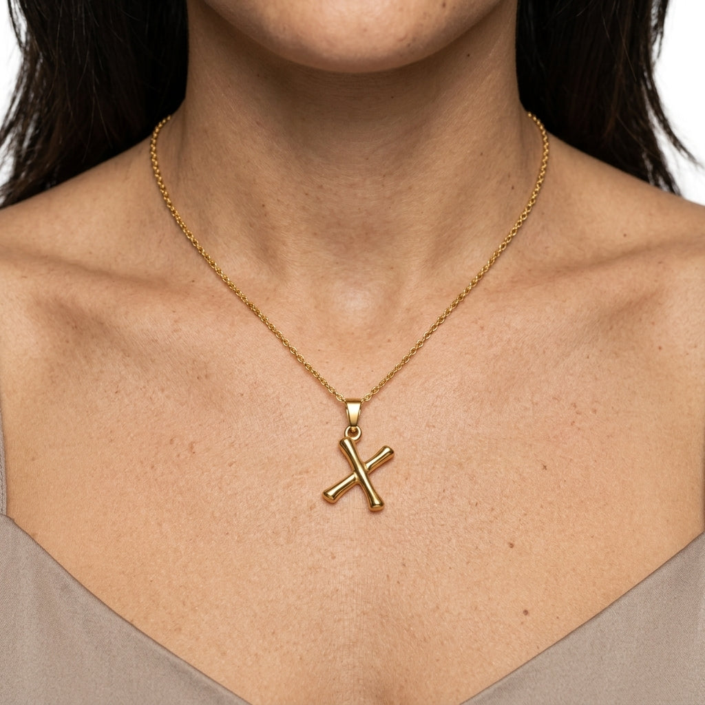 Initial Pendant Necklace — On Model — Accessories Focus | Generated by Modelize