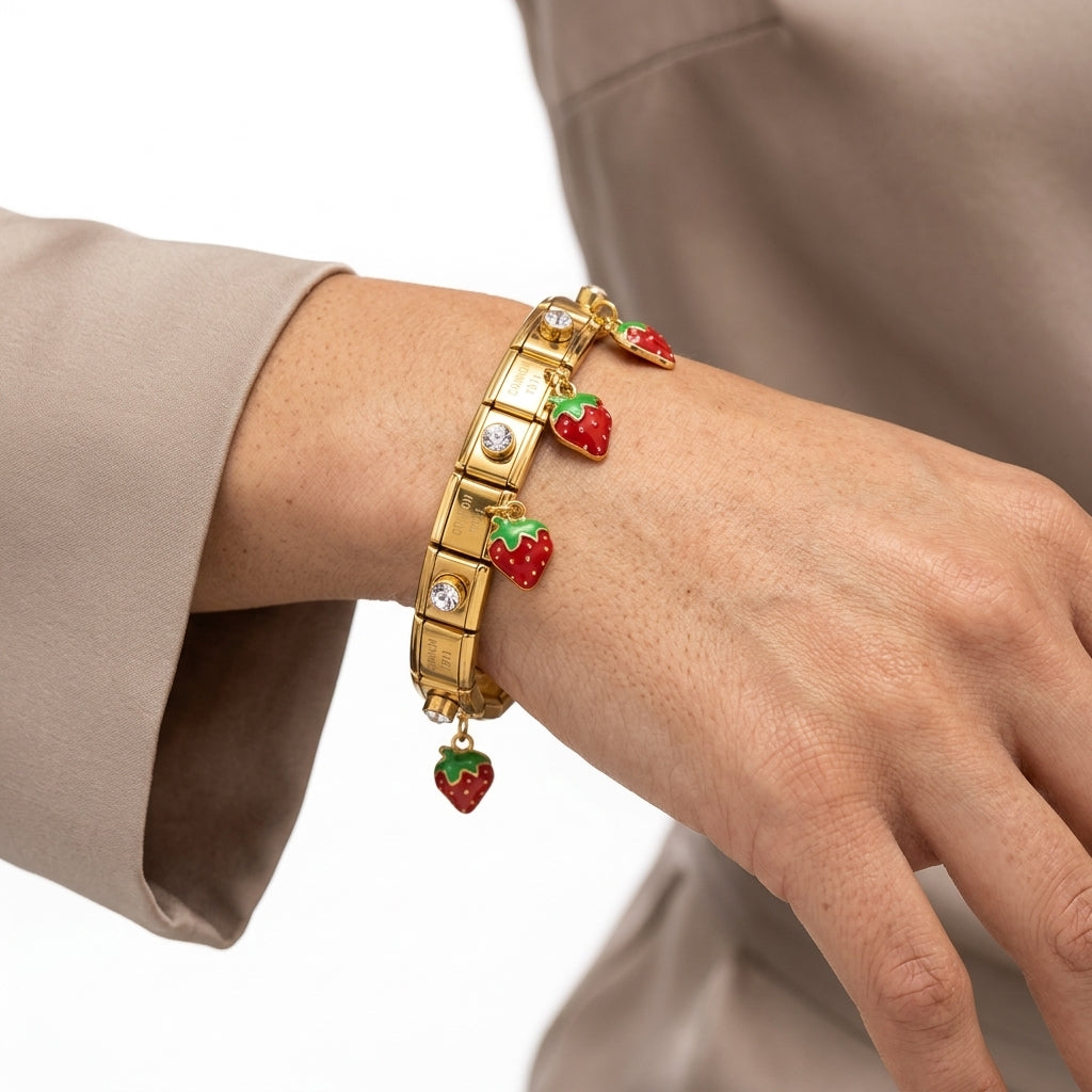 Modular link bracelet with charms — On Model — Accessories Focus | Generated by Modelize