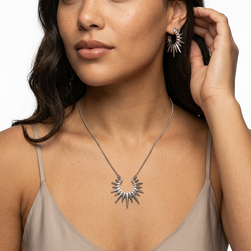 Jewelry Set (Necklace and Earrings) — On Model - Close-up Detail | Generated by Modelize