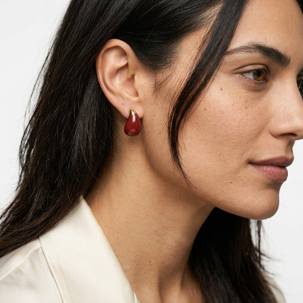 Stud Earrings — On Model — Accessories Focus | Generated by Modelize