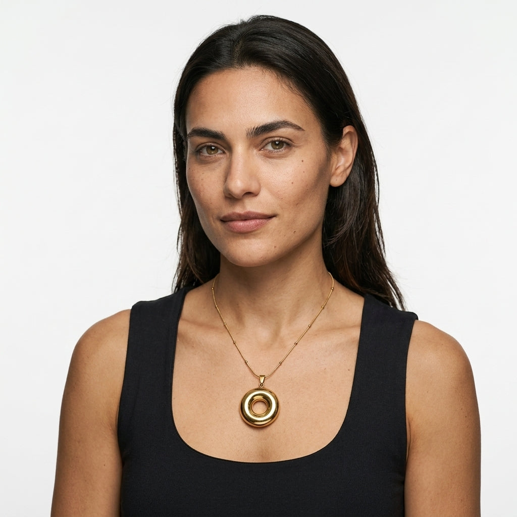Pendant Necklace — On Model — Accessories Focus | Generated by Modelize