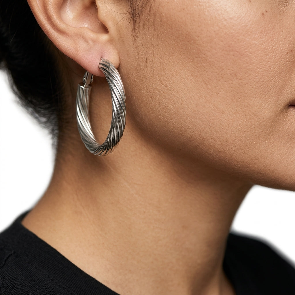 Hoop Earrings — On Model - Close-up Detail | Generated by Modelize