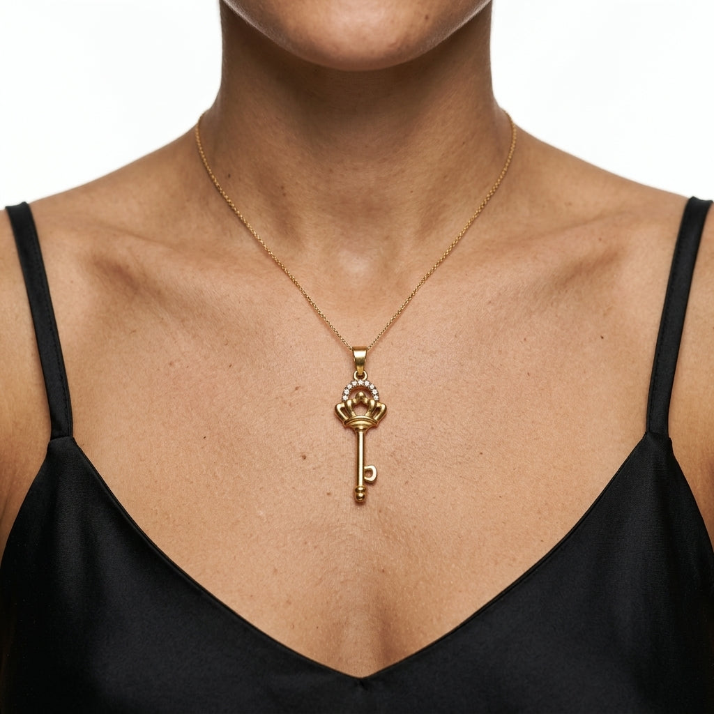 Pendant Necklace — On Model — Accessories Focus | Generated by Modelize