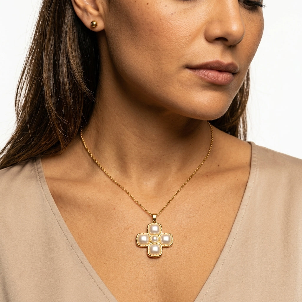 Jewelry Set (Necklace and Earrings) — On Model - Close-up Detail | Generated by Modelize