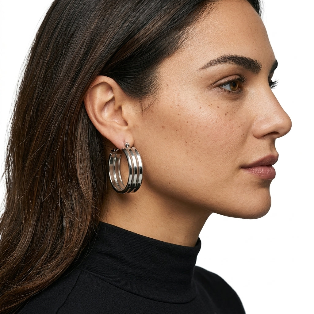 Hoop Earrings — On Model - Close-up Detail | Generated by Modelize