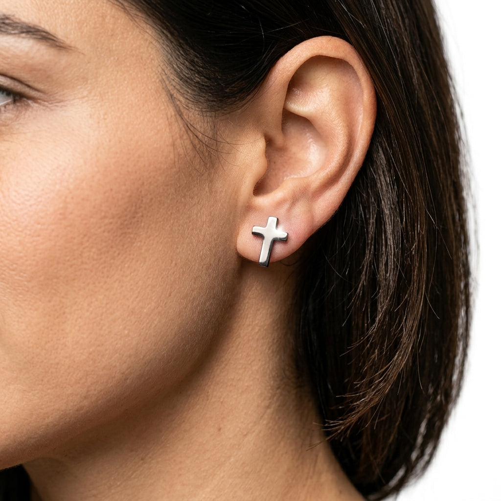 Stud Earrings — On Model - Close-up Detail | Generated by Modelize