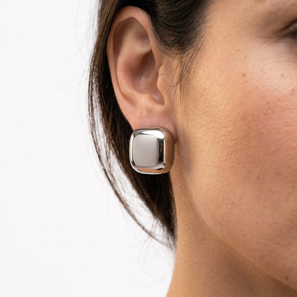 Stud Earrings — On Model - Close-up Detail | Generated by Modelize