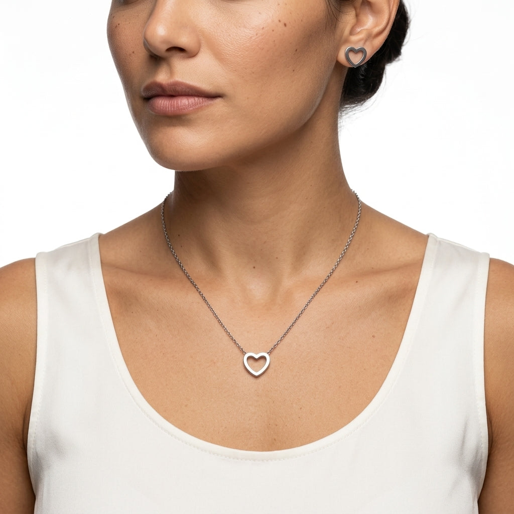Jewelry Set (Necklace and Stud Earrings) — On Model - Close-up Detail | Generated by Modelize