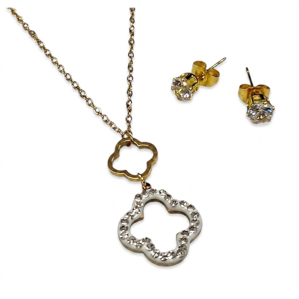 Jewelry Set (Necklace and Earrings) — Clean Studio | Generated by Modelize