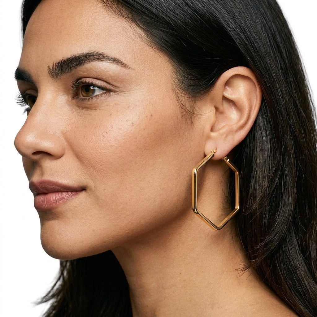 Hoop Earrings — On Model - Close-up Detail | Generated by Modelize