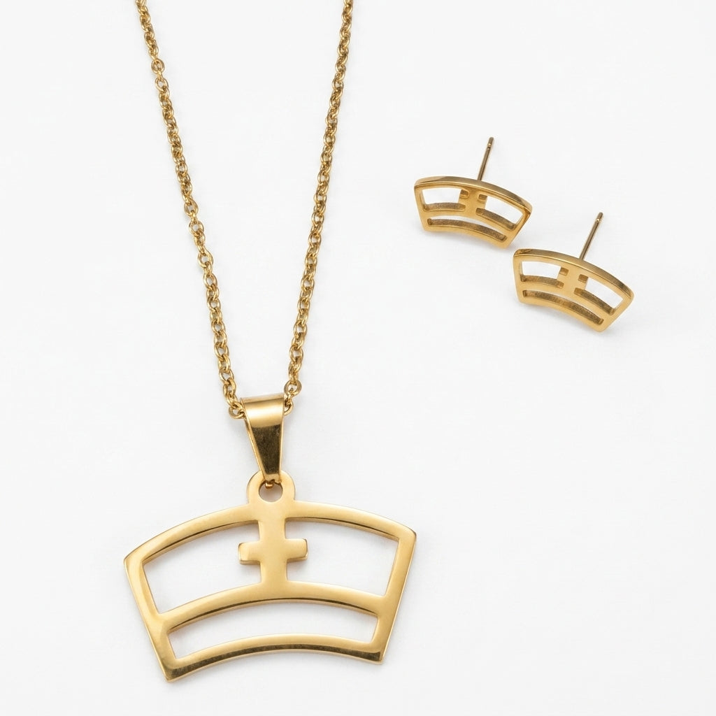 Jewelry Set (Necklace and Earrings) — Clean Studio | Generated by Modelize