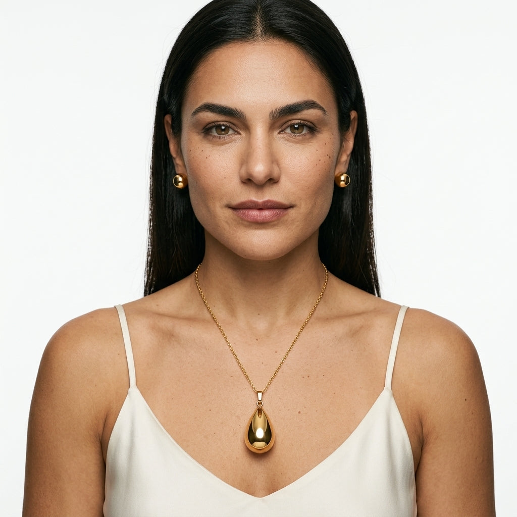 Jewelry Set (Necklace and Earrings) — On Model - Close-up Detail | Generated by Modelize