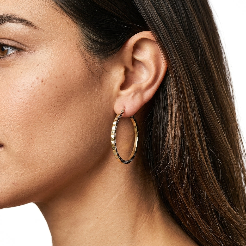 Hoop Earrings — On Model - Close-up Detail | Generated by Modelize