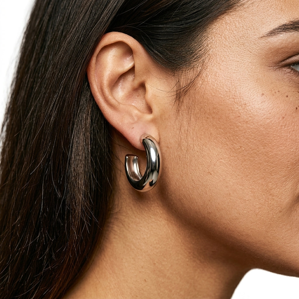 Hoop Earrings — On Model - Close-up Detail | Generated by Modelize