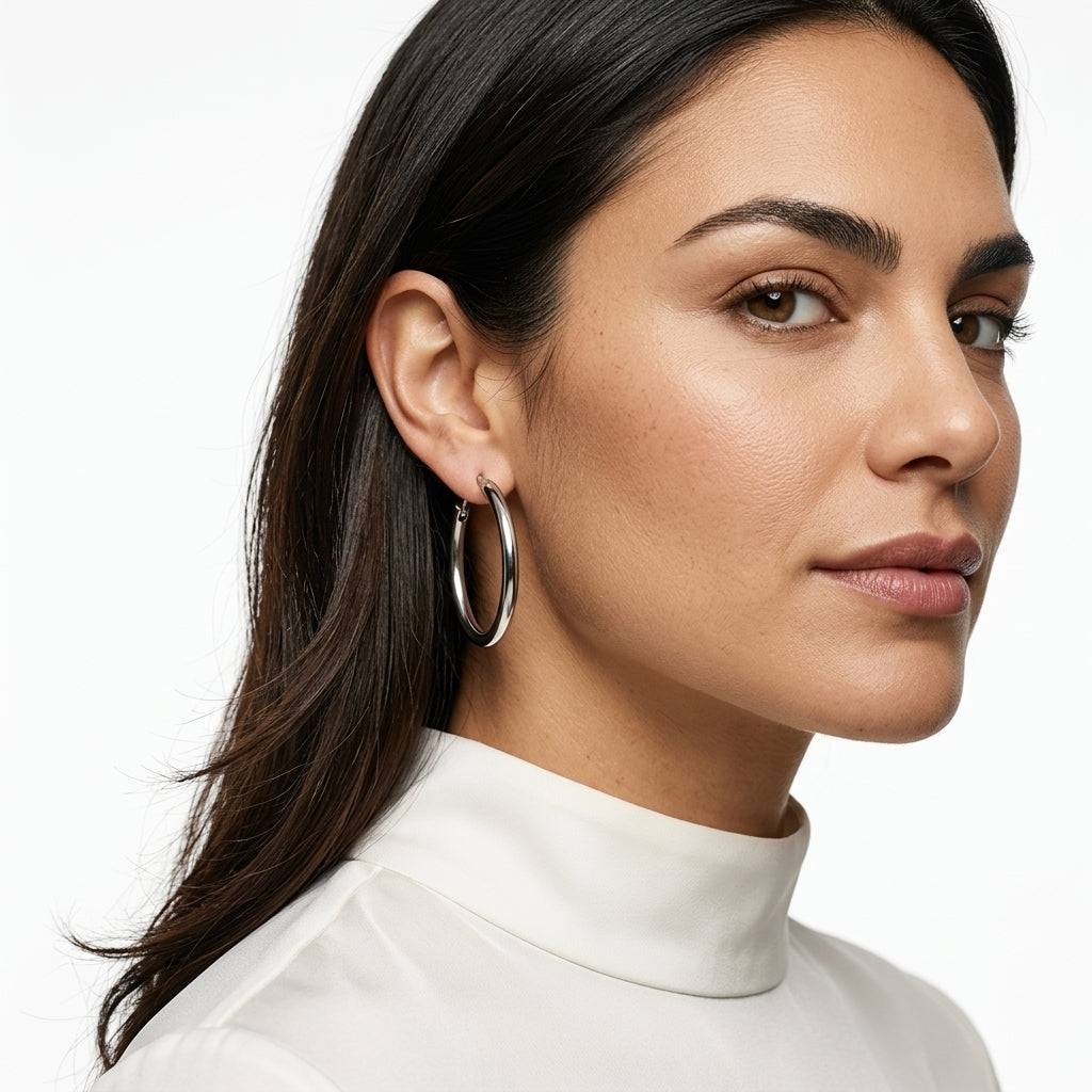 Hoop Earrings — On Model - Close-up Detail | Generated by Modelize