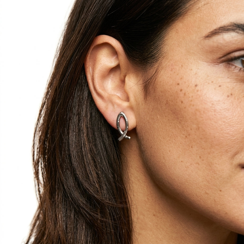 Stud Earring — On Model - Close-up Detail | Generated by Modelize