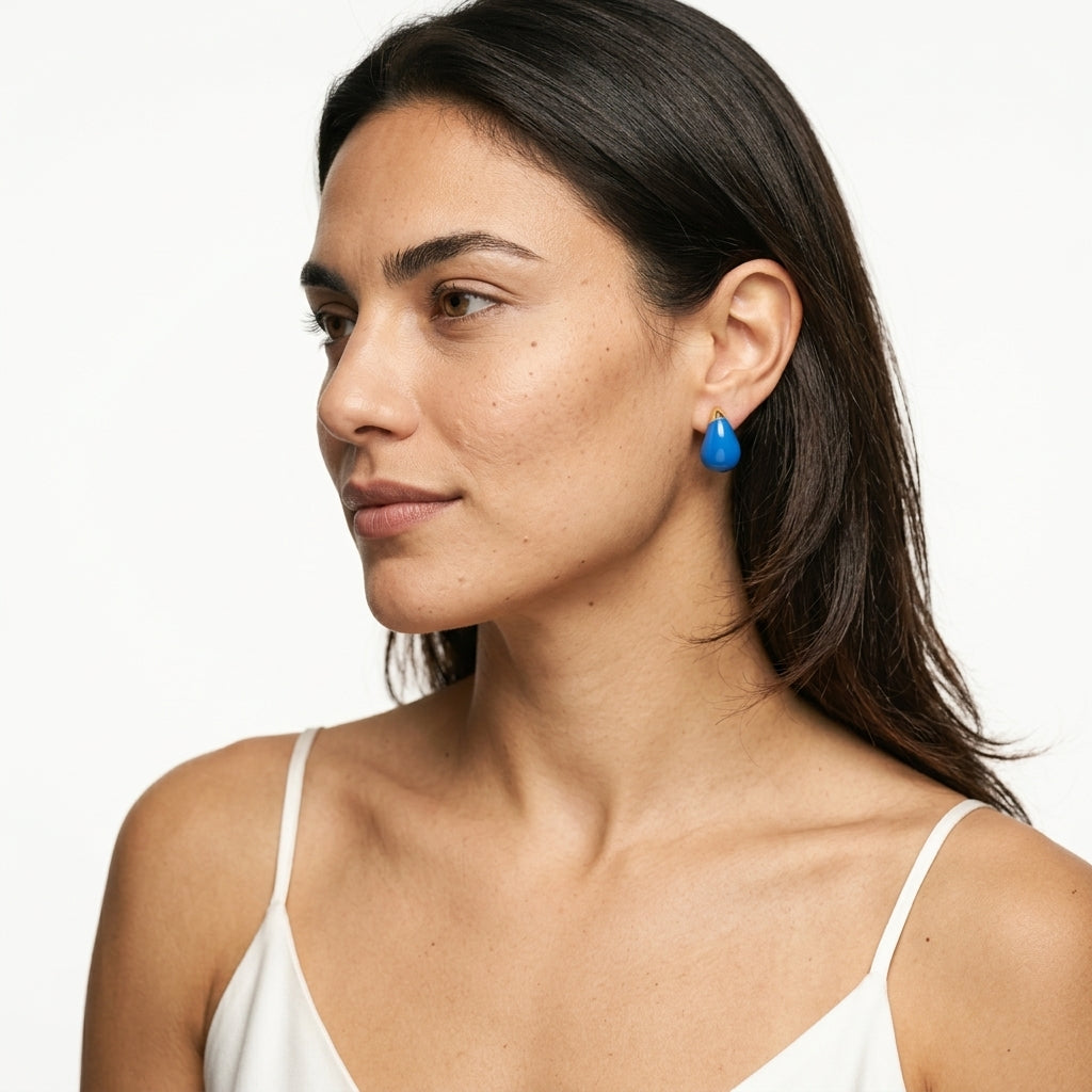 Stud Earrings — On Model — Accessories Focus | Generated by Modelize