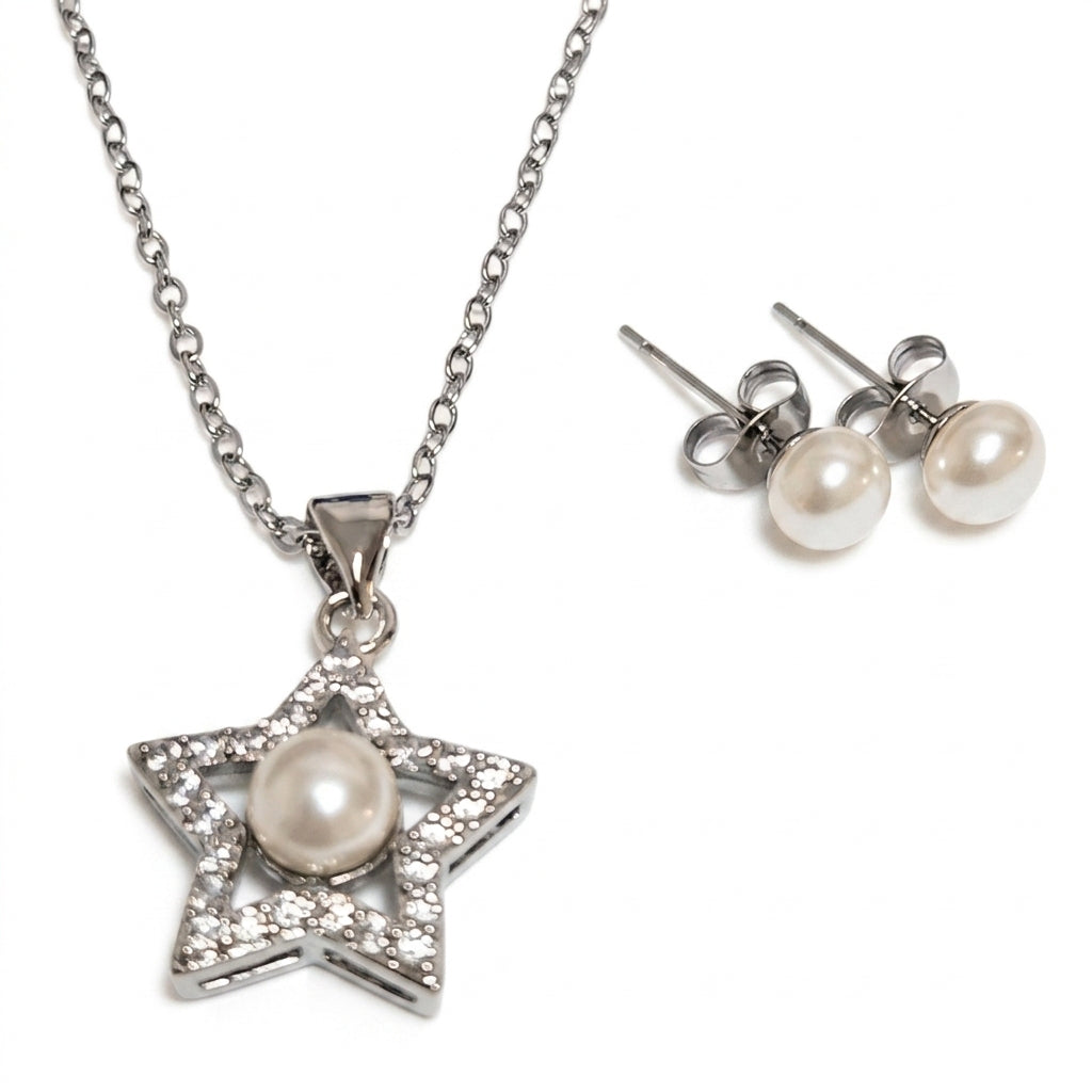 Jewelry Set (Necklace and Earrings) — Clean Studio | Generated by Modelize