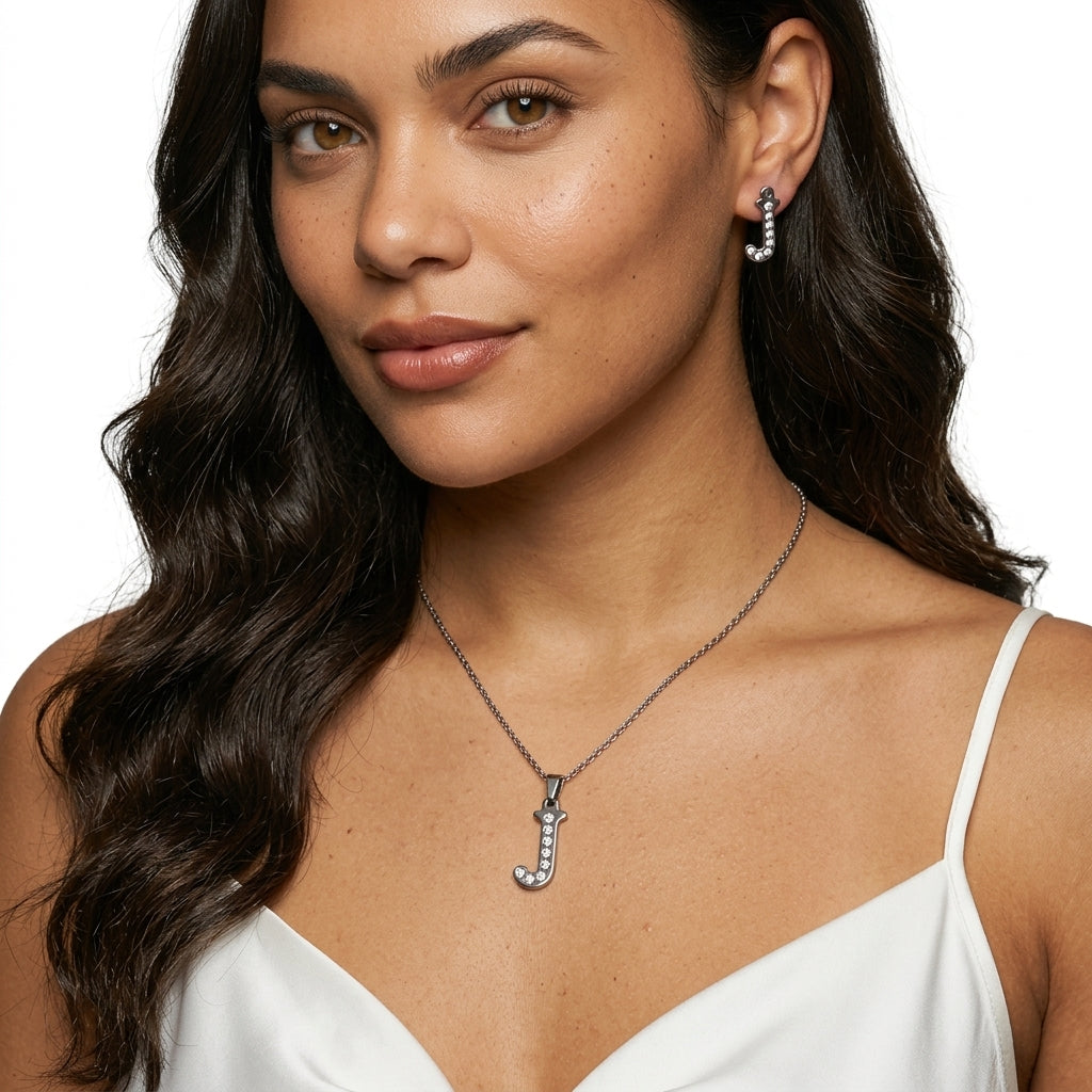 Jewelry set (necklace and earrings) — On Model - Close-up Detail | Generated by Modelize
