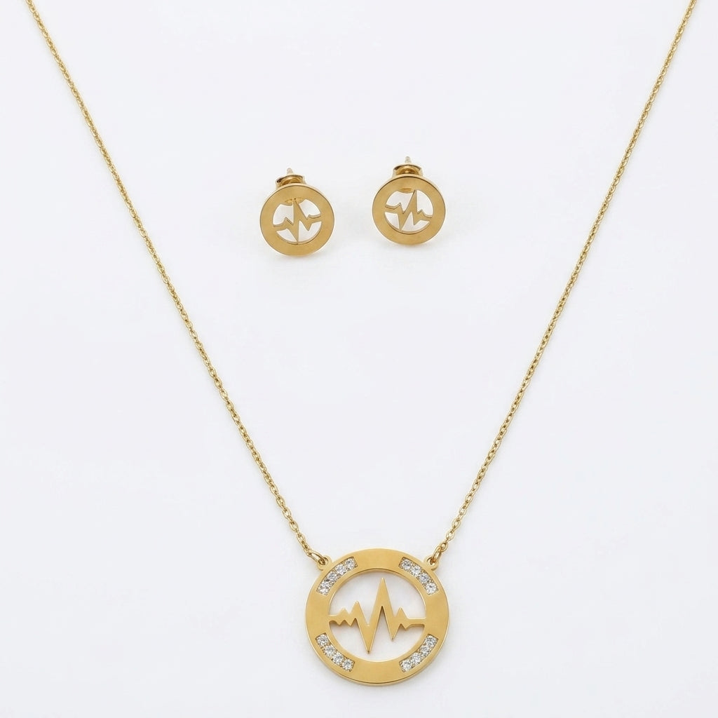 Jewelry Set (Necklace and Earrings) — Clean Studio | Generated by Modelize