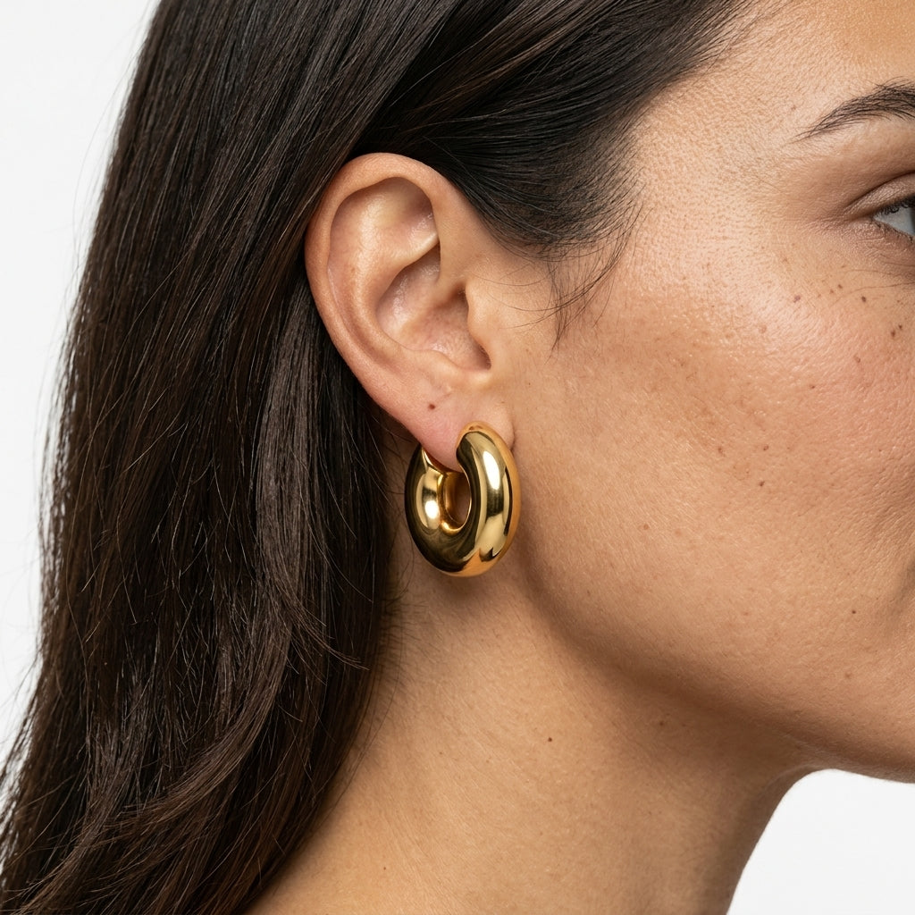 Cuff Earrings — On Model - Close-up Detail | Generated by Modelize