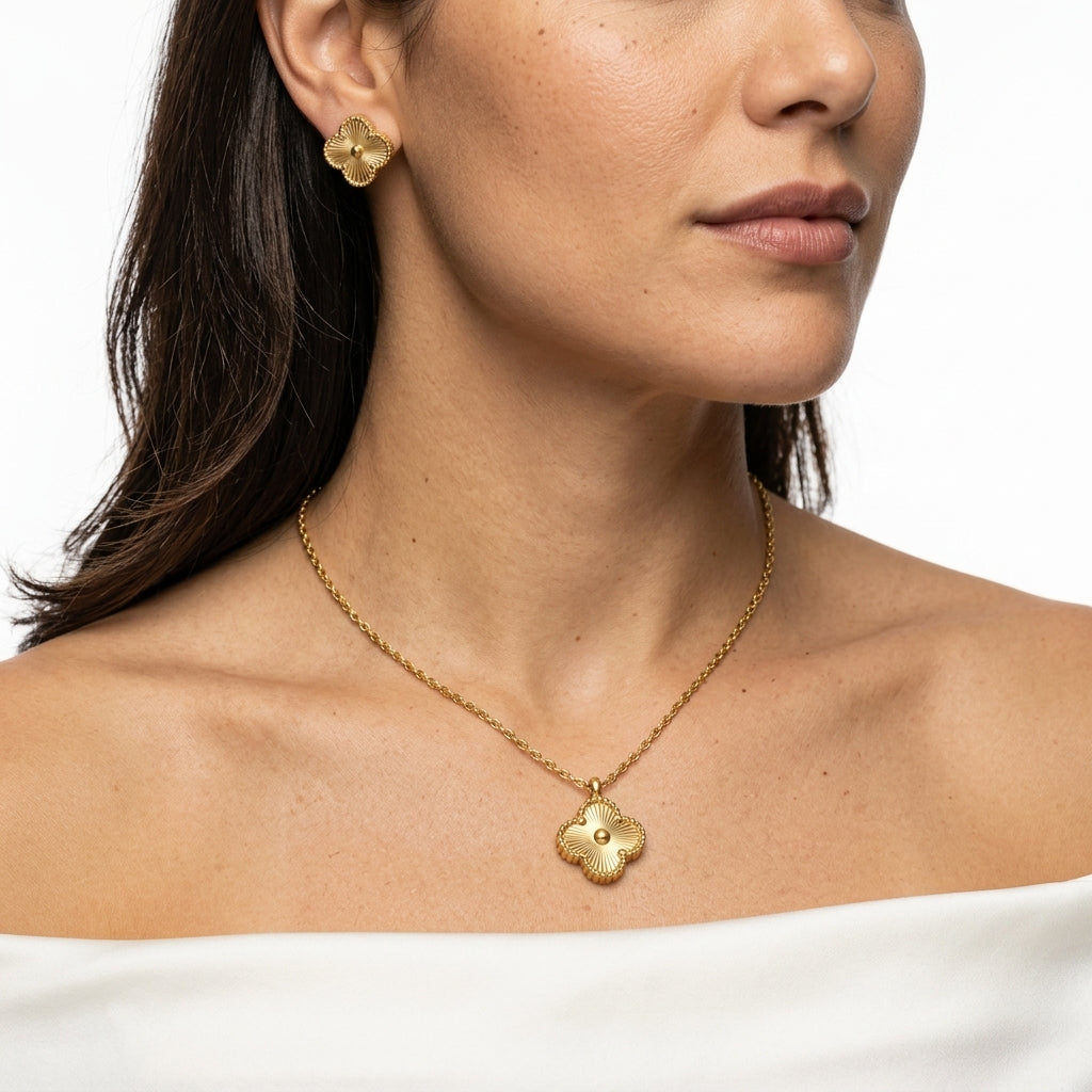Jewelry Set (Necklace and Earrings) — On Model - Close-up Detail | Generated by Modelize