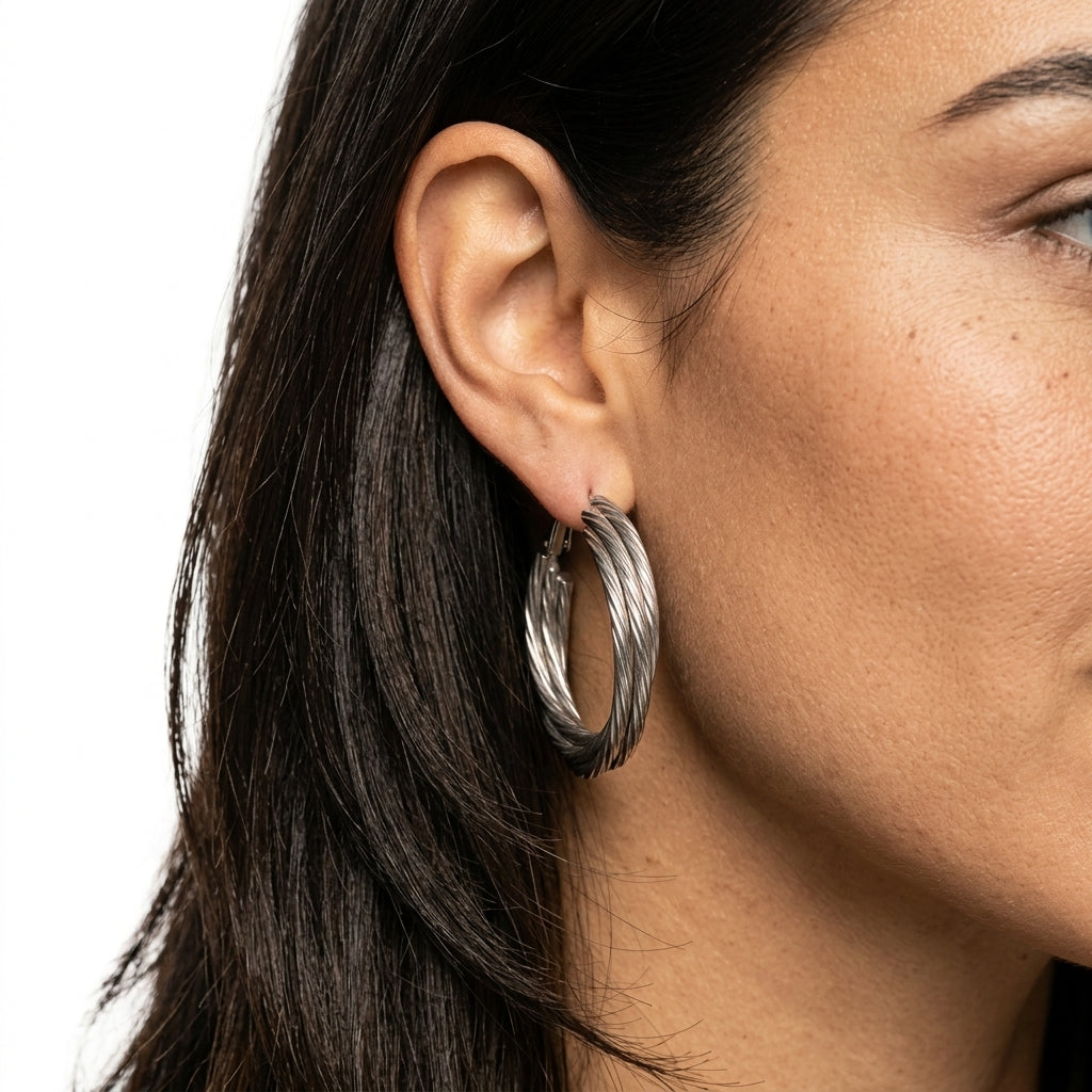 Hoop Earrings — On Model - Close-up Detail | Generated by Modelize