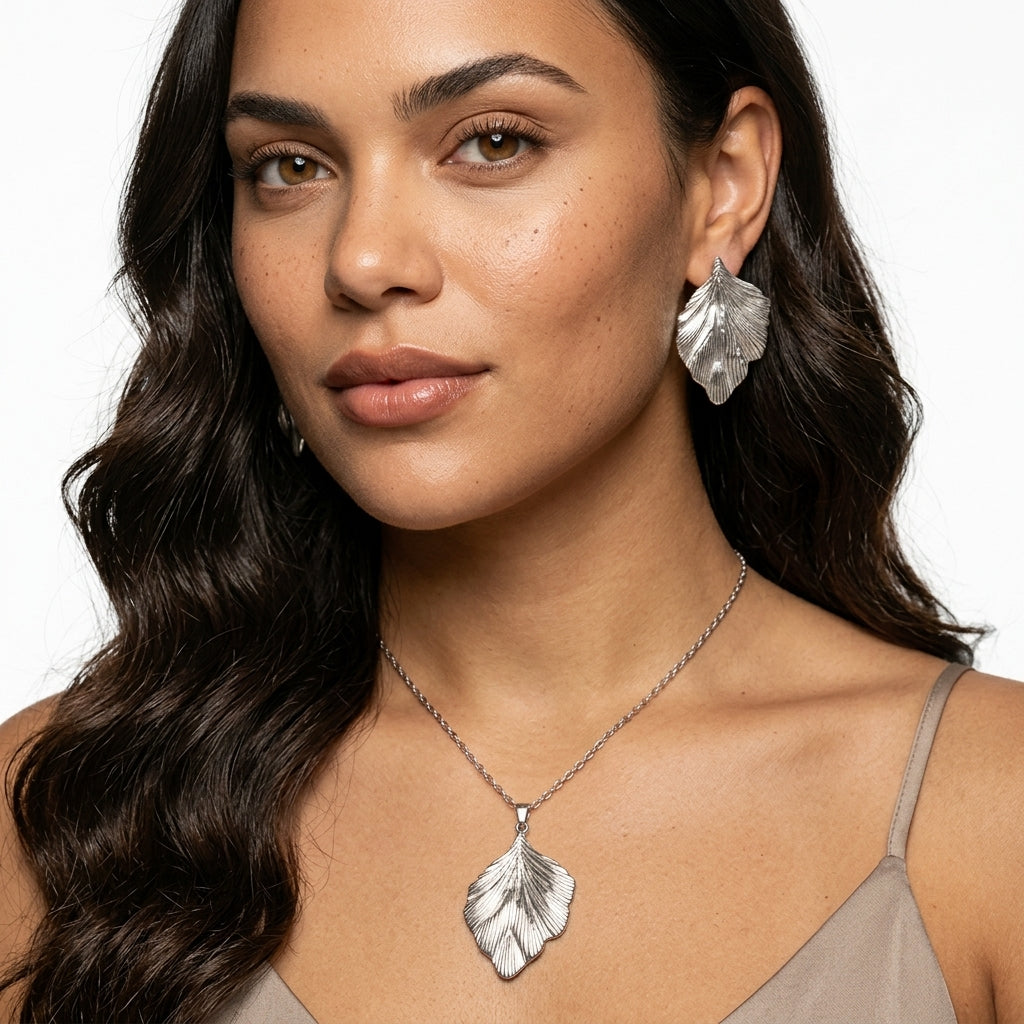 Jewelry Set (Necklace and Earrings) — On Model - Close-up Detail | Generated by Modelize