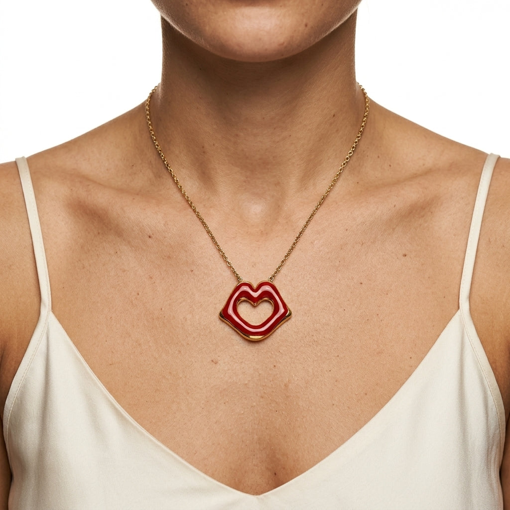 pendant necklace — On Model — Accessories Focus | Generated by Modelize
