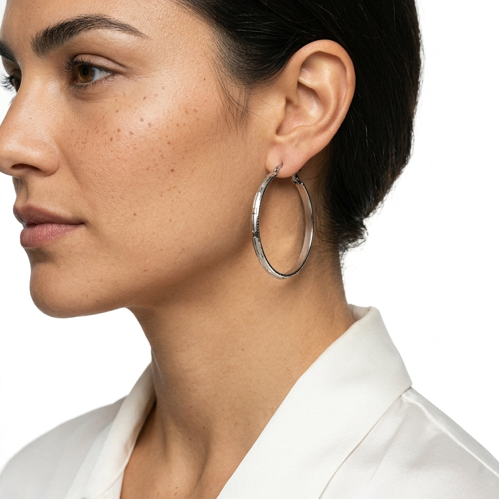 Hoop Earrings — On Model - Close-up Detail | Generated by Modelize
