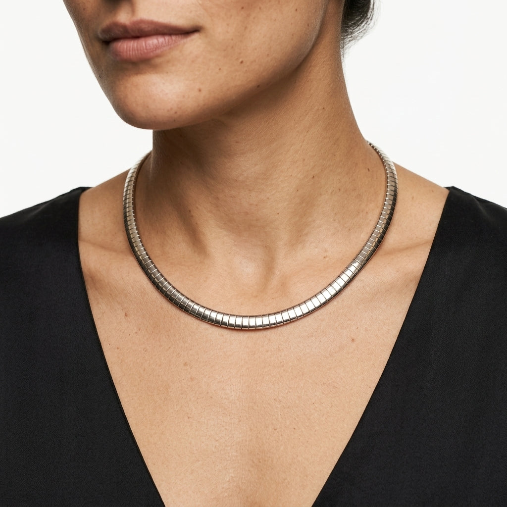 Omega chain necklace — On Model — Accessories Focus | Generated by Modelize