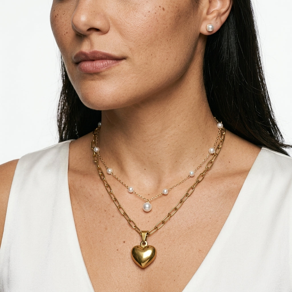 Jewelry Set (Necklace and Earrings) — On Model - Close-up Detail | Generated by Modelize