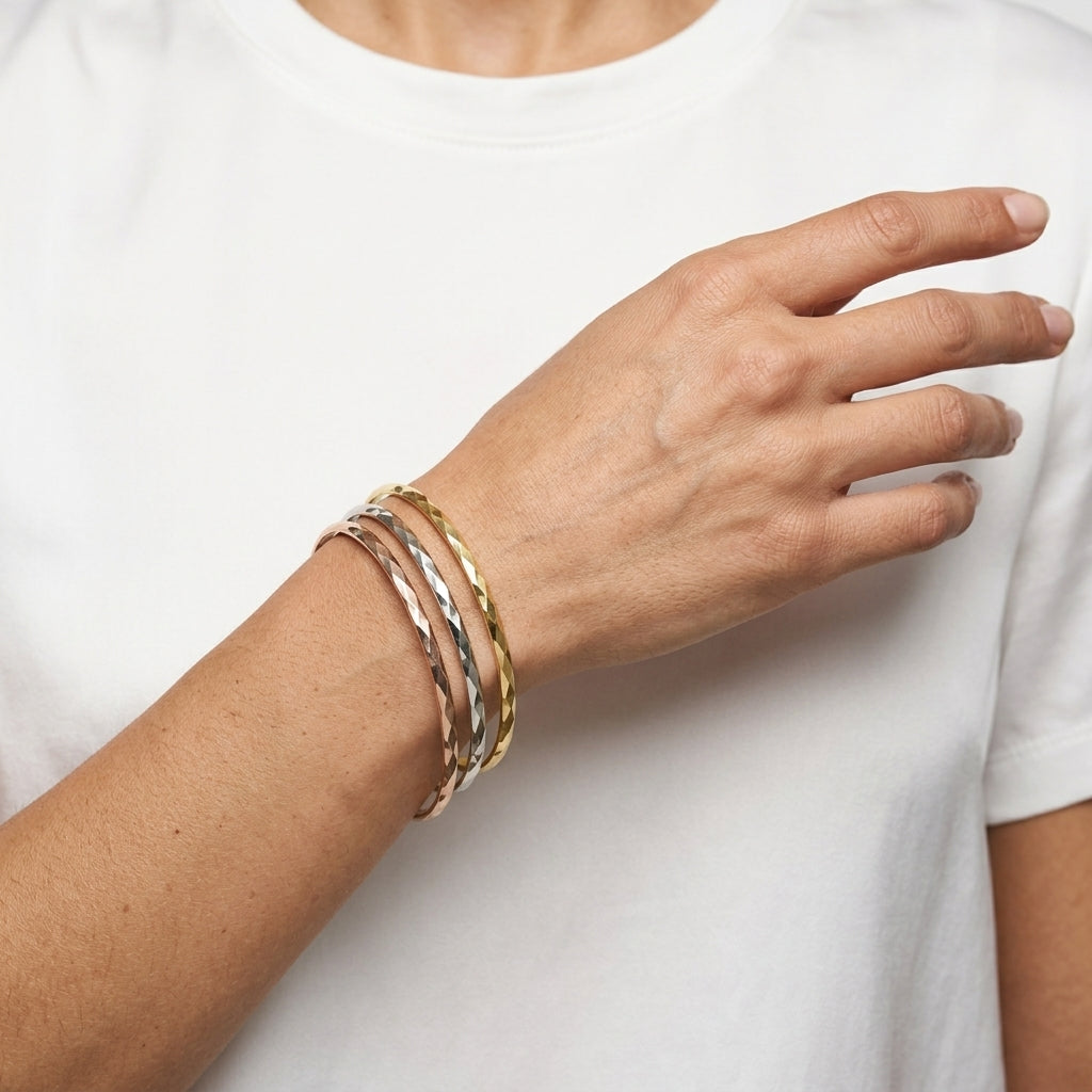 Bangle Bracelet Set — On Model — Accessories Focus | Generated by Modelize