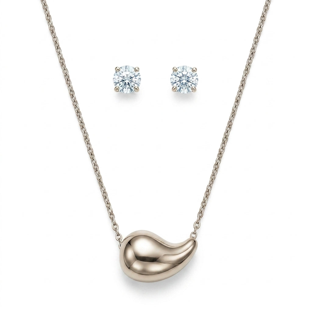Jewelry Set (Necklace and Earrings) — Clean Studio | Generated by Modelize