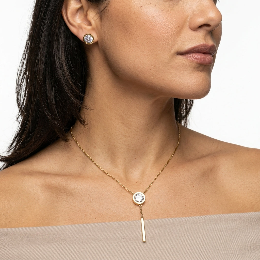 Jewelry Set (Necklace and Earrings) — On Model - Close-up Detail | Generated by Modelize