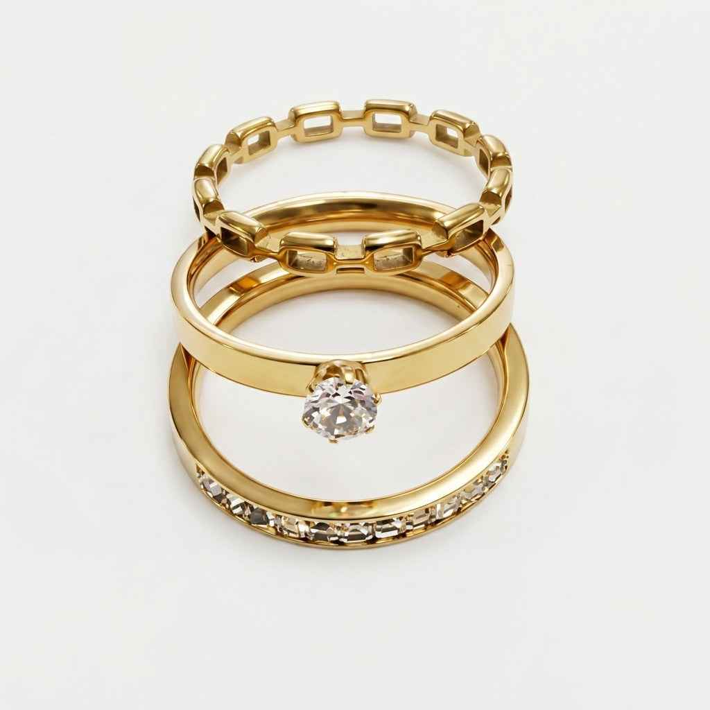 Three-piece wedding ring set — Clean Studio | Generated by Modelize