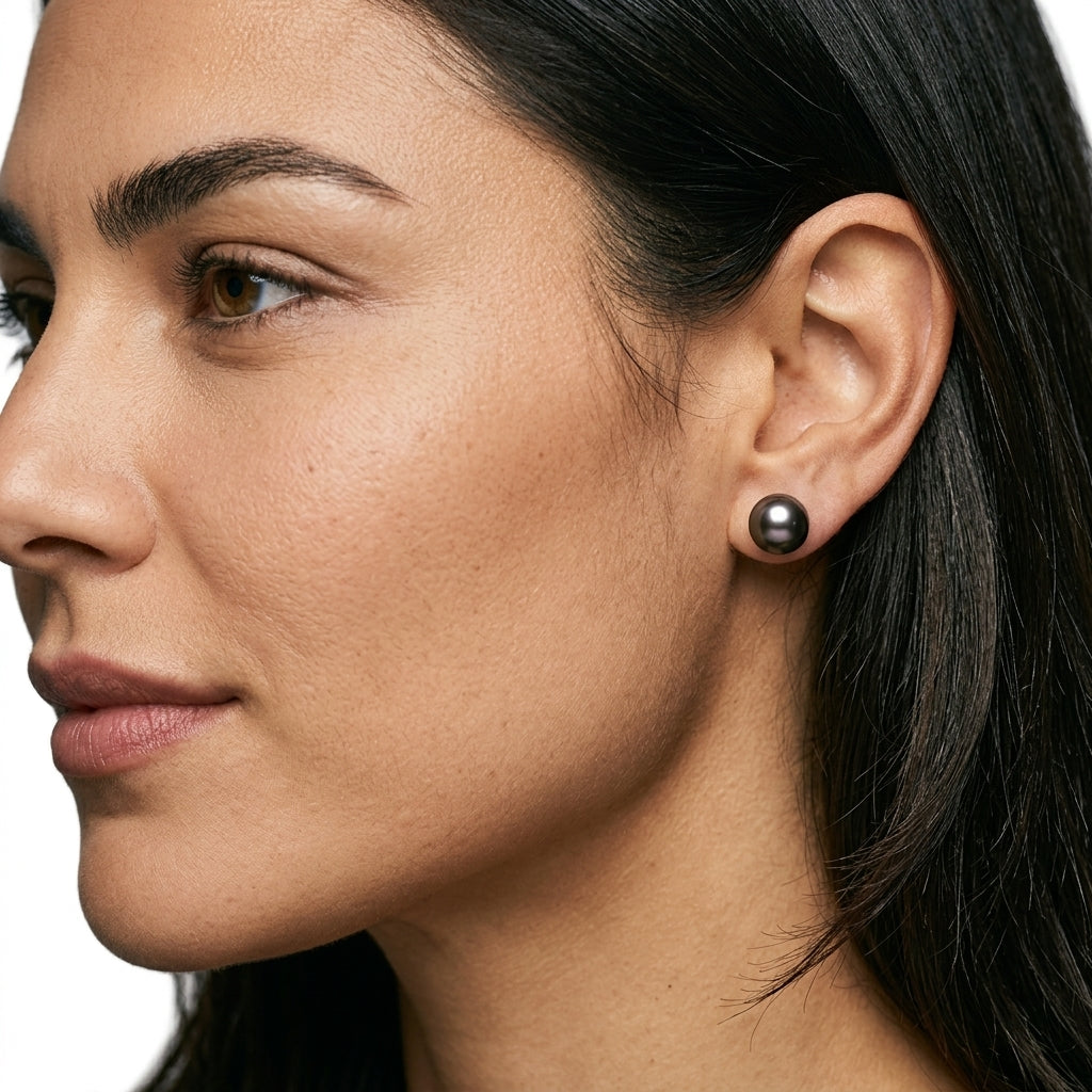 Stud Earrings — On Model - Close-up Detail | Generated by Modelize