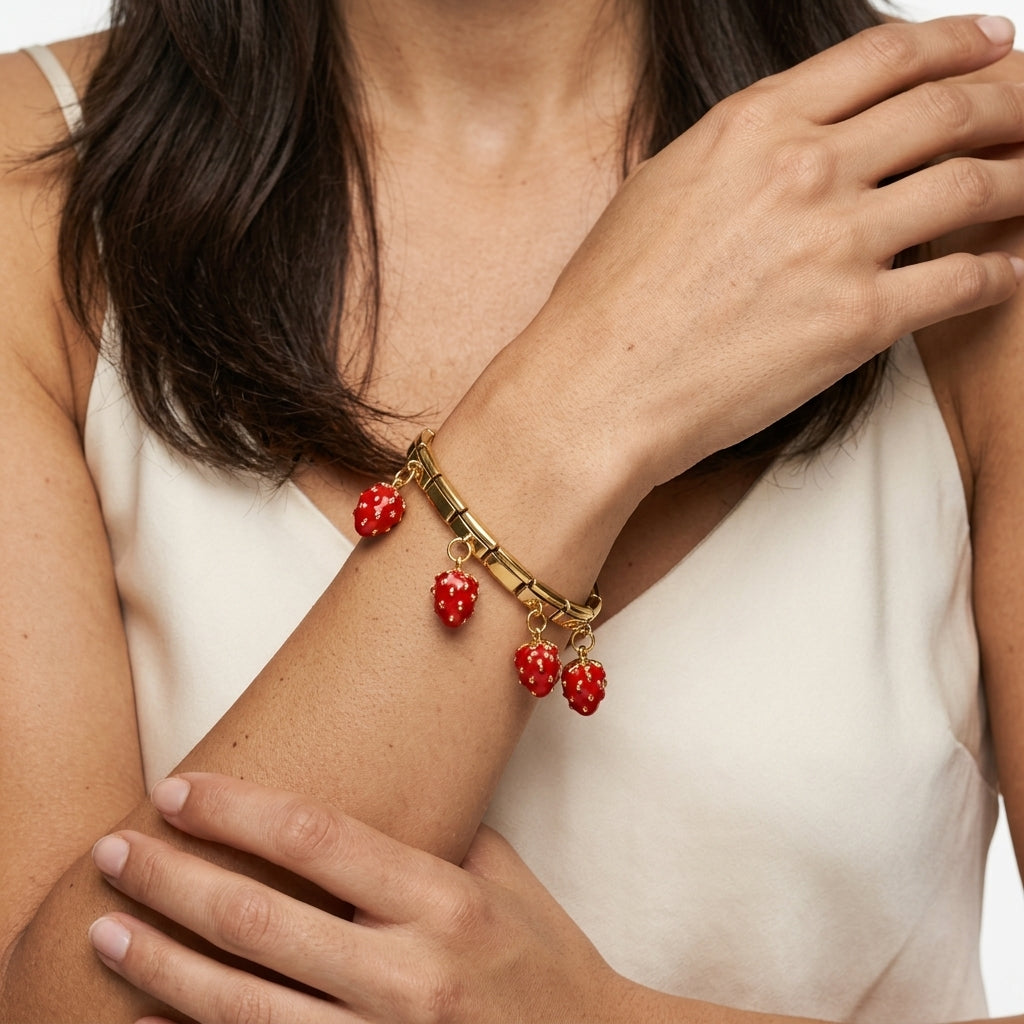Modular link bracelet with charms — On Model — Accessories Focus | Generated by Modelize