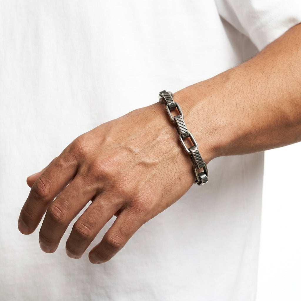 Men's Chain Bracelet — On Model — Accessories Focus | Generated by Modelize