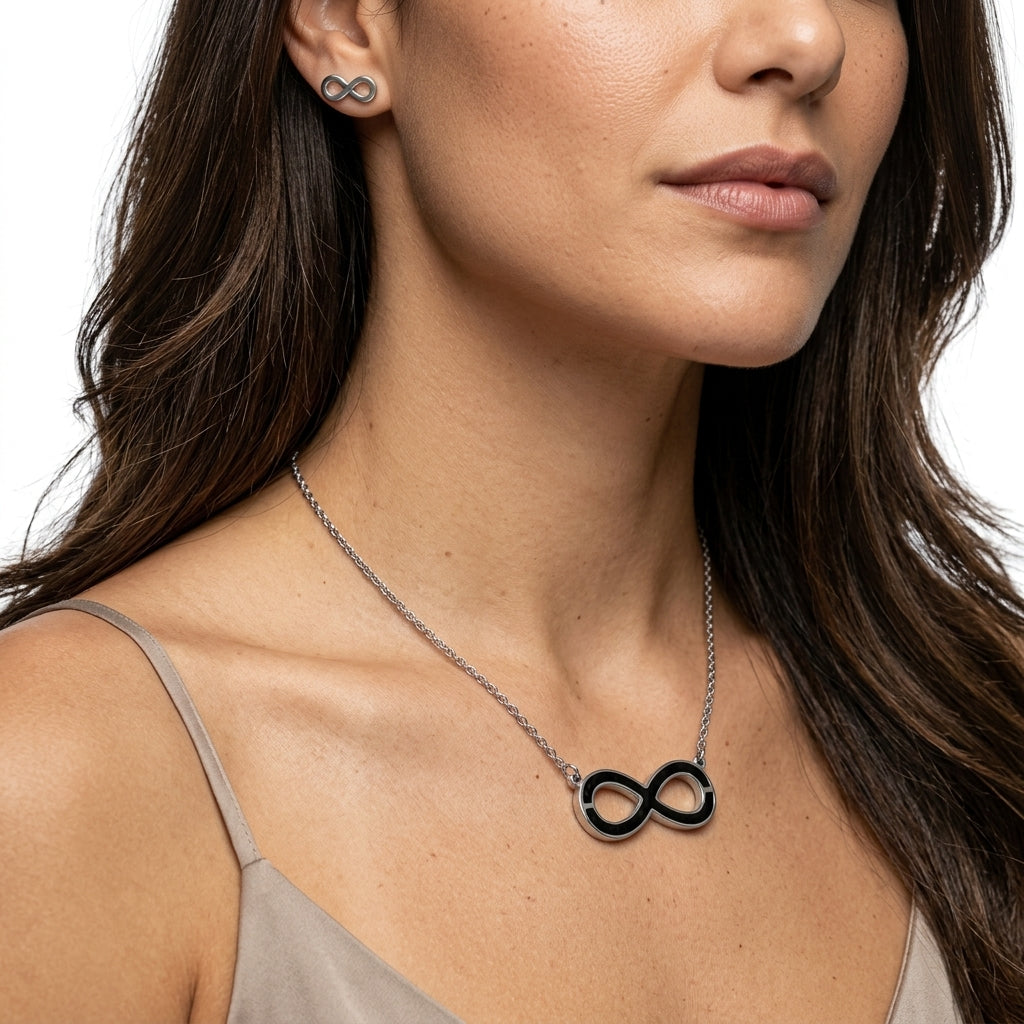 Jewelry Set (Pendant Necklace and Earrings) — On Model - Close-up Detail | Generated by Modelize